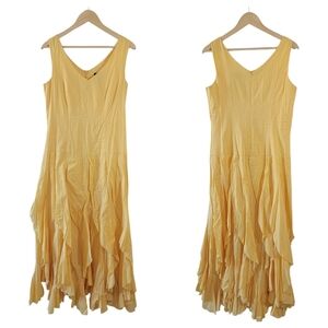 Metrostyle Womens Yellow Sleeveless Tiered Ruffle Asymmetrical Fairy Dress 8T